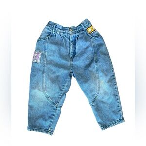 Vintage Y2K denim balloon pants with patches